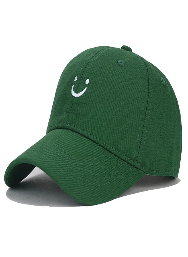 Umeepar Smile Face Baseball Cap for Women Men Adjustable Low Profile Unstructured Cotton Dad Hat (US, Alpha, One Size, Green) - Image 1
